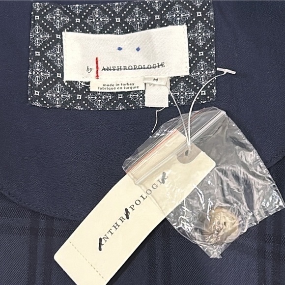 Anthropologie Brielle Plaid Jumpsuit navy blue size Medium M y2k boho H - Picture 5 of 10